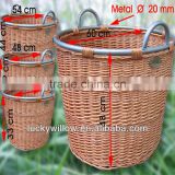 durable large wicker basket with metal handle