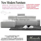 JR8032elegant chic contemporary white cow leather stainless steel metal L shape living room sofa set home furniture