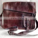 High Quality Classic Design Handmade Vintage Genuine Goat Leather College Bag thumbnail-1