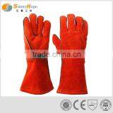 14 Inch Red Welding Leather Safety Gloves thumbnail-1