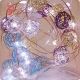 Rattan Ball Colorful White Led Copper String Light Cr2032 2m 20 Lights Fairy Light String thumbnail-1