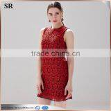 A-Line Neck Red Chiffon Dress Pattern Casual Design Ladies Aristocratic Style Dress SR-D9792 thumbnail-4