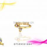 CZ Studded 14kt Gold Plated Stylish Ring thumbnail-1