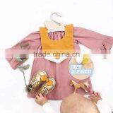 Fall And Spring Long Sleeves Girls Clothes Pink Linen Design Baby Girl Party Dresses thumbnail-2