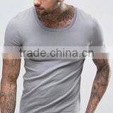 2017 Mens High Quality T Shirt Muscle Fit Scoop Neck Machine Wash OEM Service Wholesale Bulk Clothing thumbnail-1