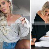 V Neck Sweater Women Spring Autumn Loose Long Batwing Sleeve Sweater Tops Fashion Pullovers Thin Sweaters Jumper 2017 thumbnail-5