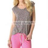 Fashionable 100% Cotton Printed O-neck Women t Shirt thumbnail-1