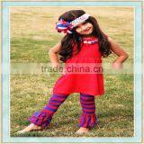 Baby Without Clothes Bright-coloured Top Stripes Ruffle Pants Used Imported Arabic Girls Outfit thumbnail-1
