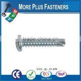Made in Taiwan Pan Head Phillips Recess Stainless Steel Zinc Plated Zinc Finish Self Drilling Screw thumbnail-5