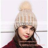 2016 Winter Two Colors Top Ball Crochet Hat thumbnail-5