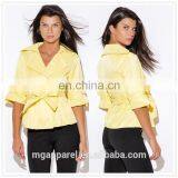 High Quality Lady Yellow Double Breasted Half Sleeve Jacket Nepal Low Price thumbnail-1