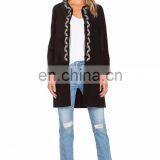 Embroidered Detail Along the Neckline Turkish Women Coat thumbnail-2