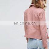 High Quality Fashion Long Sleeve Zipper Latest Design Women PU Leather Jacket thumbnail-3