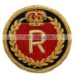Hand Embroideried Gold bullion Badge, patch, crest, Embroidered Fashion Badges, Coats of arm