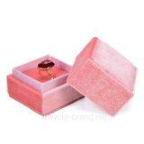 Professional Customization Square Jewelry Packaging Velvet Pink Wedding Ring Box Gift thumbnail-2