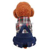 Pet Dog Kitty Plaid Shirt Suspender Trousers Jeans Four Feet Teddy Puppy Clothes thumbnail-2