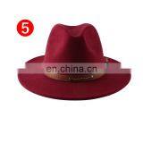 Регулируемые фельтровые шляпы для женщин на зиму, церковные шляпы, шляпы для мужчин на осень, джазовые панамки, винтажные широкополые федоры с ремнем и пряжкой, трильби thumbnail-6