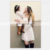 2019 New Fashion Autumn Women Dress Flutter Sleeve Fashion White Lace Mother Girls Dresses (this Link for WOMAN) thumbnail-2