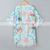 Matching Outfits Mommy & Me Women Boho Style Kimono Oversized Cardigan Family Tassel Beachwear Matching Clothes thumbnail-2