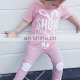 EASTER Day Spring Summer Girls Boutique Outfits Pink Black Short Sleeved Tshirt Top 2pc Set 1-7years thumbnail-6