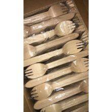 Biodegradable Birch Wood Cutlery Disposable Wooden Spork Compostable Wooden Spork, for Party Supplies, Camping, BBQ, Salad, Ice Cream, Disposable Wood Party Tableware thumbnail-5