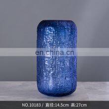 China Factory Wholesale Blue Color Ripple Flower Vase Glass Vase for Home Decoration thumbnail-3