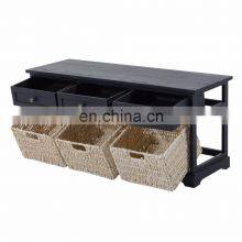 Wooden Frame Chic Entryway Spongio Cushion Shoes Storage Bench,ottoman With Storage Basket thumbnail-2