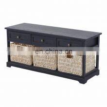 Wooden Frame Chic Entryway Spongio Cushion Shoes Storage Bench,ottoman With Storage Basket thumbnail-3