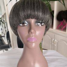High Quality Gray Color Short Human Hair Wig Wholesaler thumbnail-3