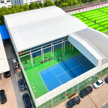 Outdoor Tennis Court Electric Shade Retractable Awning, Steel Column Suspended Canopy, Large Event Tent Manufacturer thumbnail-1