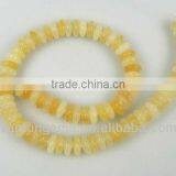 Wholesale 4-5*11-12mm Polished Spring Yellow Jade Rondelles Gemstone Beads