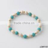 Simple Handwork Turquoise Cream Stone Bracelet thumbnail-1