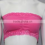 Pink Lace Strapless Bandeau Bra