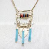 Multi Color Shell w/ Blue Suede Triangle Triple Pendant Necklace 2016 Fashion Style Wholesale thumbnail-2