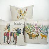 Best-selling Deer Printed Custom Plain Linen Cotton Pillow Cover thumbnail-1