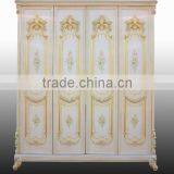 European Royal Four Doors Wardrobe With Mirrors, Elegant Hand Painting Bedroom Wardrobe thumbnail-5
