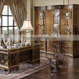 Retro Home Office Furniture, Exquisite Hand Painting Executive Desk With Chair, Classical Wood Carved Writing Table/Showcase thumbnail-1
