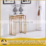 Normcore Golden Console Table With White Marble thumbnail-2