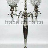Nickle Plated Crystal Ball Candelabra thumbnail-1
