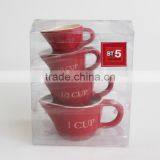Set of 4 Red Color Custom Ceramic Measuring Cup Tray Set,snack Tray thumbnail-1