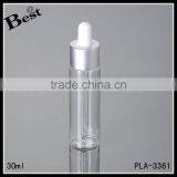 Hot Products Clear 30ml Pet Bottle With Silver Aluminum Dropper Cosmetic Packaging Plastic Pet Bottle for Essential Oil Perfume thumbnail-1