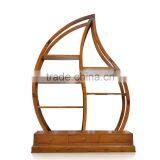 Book Rack Leaf With 3 Drawers Natural Teak Wood Furniture thumbnail-4