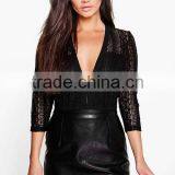 2016 Cheap Wholesale Hot Sale Popular Sexy Open Girl Lace Long Sleeve Bodysuit Women thumbnail-3
