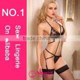 2015 High Quality Hot Sales Lingerie Sexy Sexi Open Bikini Teddy Sexy Lingerie Fishnet Teddy thumbnail-1