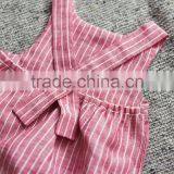 New Arrivals Linen Stripe Newborn Baby Clothing Summer Romper With Pockets thumbnail-4