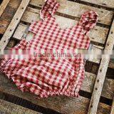 Fashion Clothing Streetwear Red And Cream Gingham Baby Girl Clothes Romper thumbnail-3