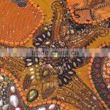 Orange Lounge Decor Pillow Indian Style Big Square Floor Ethnic Sari Cushion thumbnail-4