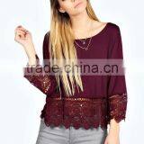 Fashion Women Lace Crochet Loose Tops 3/4 Sleeve Newest Shirt Kimono Casual Blouse For Wholesale 2017 thumbnail-5