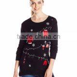 Women Black Sweater Christmas Clothesline Pattern Christmas Sweater Ugly