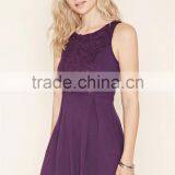 2016 China Supplier Autumn Fashion Style Sleeveless O-neck Ruffle 100%Cotton Ladies Nice Embroidered Dresses thumbnail-5